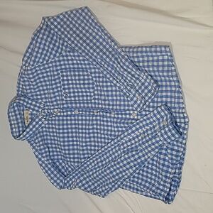 HOLLISTER Mens Cotton Poplin Shirt Blue Check, Size Large
